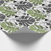 Tropische Print Monstera Leaves Geschenkpapier (Ecke)