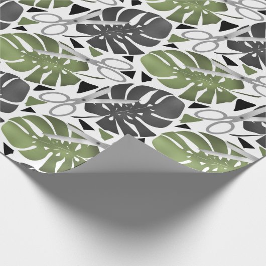 Tropische Print Monstera Leaves Geschenkpapier (Ecke)