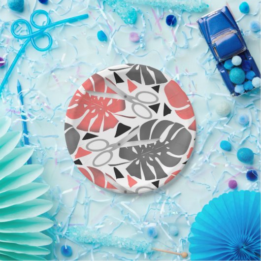 Tropische Print Monstera Leaves Pappteller (Party)