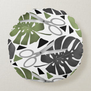 Tropische Print Monstera Leaves Rundes Kissen