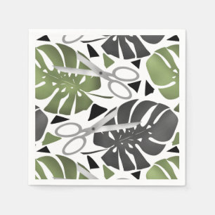 Tropische Print Monstera Leaves Serviette