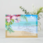 Tropische Probe Dinner Sandy Beach Einladung (Stehend Vorderseite)