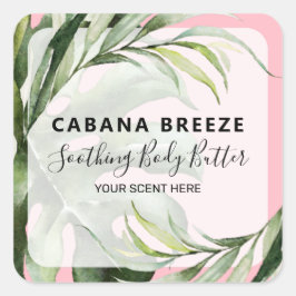 Tropische Produktmarken mit dem Thema "Pink" Quadratischer Aufkleber