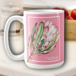 Tropische Protea-Blume in Pink Kaffeetasse