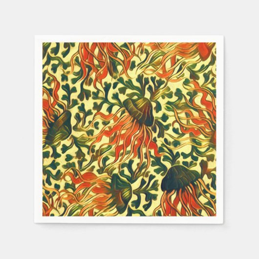 Tropische Quallen Unterwasser Meer Kunst Serviette (Vorderseite)