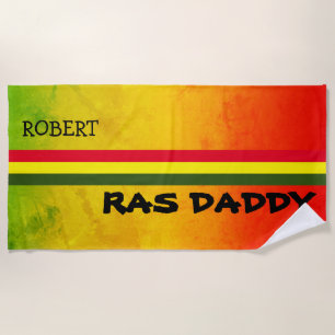 Tropische Rasta-Farben auf Grunge mit NAME in Schw Strandtuch