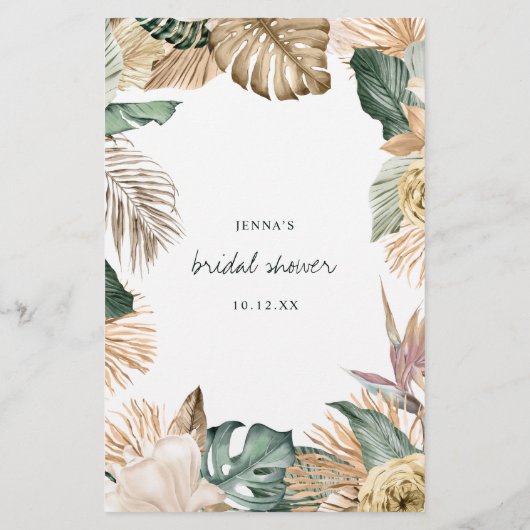 Tropische Ratschläge, wer Braut- oder Duschenspiel (Rückseite)