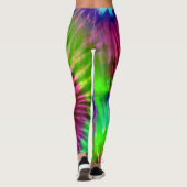 Tropische Regenbogen Grüne Magenta Sternexplosion  Leggings (Rückseite)
