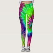 Tropische Regenbogen Grüne Magenta Sternexplosion  Leggings (Vorderseite)