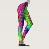 Tropische Regenbogen Grüne Magenta Sternexplosion  Leggings (Rechts)