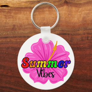 Tropische Regenbogen-Sommer-Vibes LGBTQ Stolz Fl Schlüsselanhänger