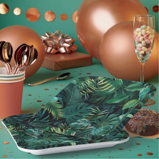 Tropische Regenwald-Blätter Pappteller (Multi)