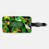 tropische Regenwald-Blätter und Vogelmuster Gepäckanhänger (Rückseite horizontal)