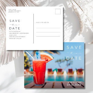 Tropische Resort-Ziel-Hochzeit Save the Date Ankündigungspostkarte