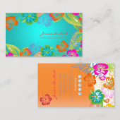 TROPISCHE RETRO-BOLD-BLUME, HIBISKUS VISITENKARTE (Vorne/Hinten)