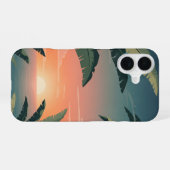 Tropische Retro-Dämmerung iPhone 16 Hülle (Rückseite (Horizontal))