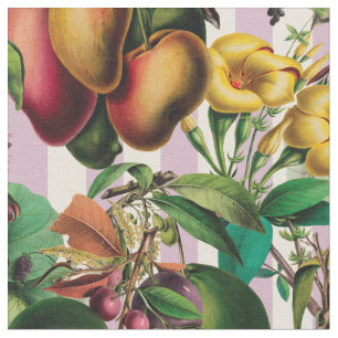 Tropische Retro-Früchte und -Blume Stoff