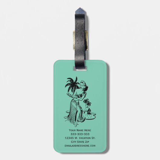 Tropische Retro hawaiische Hula Gepäckanhänger (Rückseite vertikal)