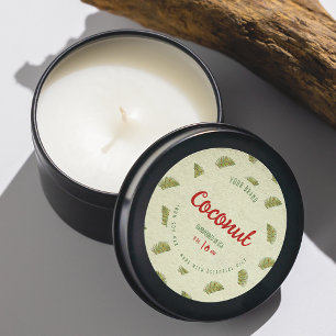 Tropische Retro Palm Blätter Circle Candle Jar Lab Runder Aufkleber