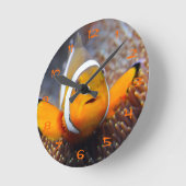Tropische Rifffische - Clownfish Runde Wanduhr (Winkel)