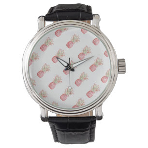 Tropische   rosa Ananas Armbanduhr