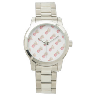 Tropische rosa Ananas Armbanduhr