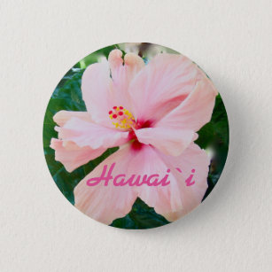 Tropische rosa Blume Hawaiis Button