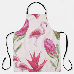 Tropische rosa Blumen, Protea, Strelitzie Schürze