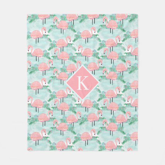 Tropische rosa Flamingo-Lagune personalisiert Fleecedecke (Vorderseite)