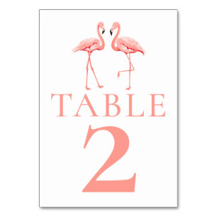 Tropische rosa Flamingo-Strandhochzeit Brautparty Tischnummer