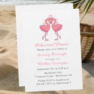 Tropische rosa Flamingo-Strandprobe-Dinner Einladung