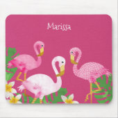 Tropische rosa Flamingos auf Rosa Mousepad (Vorne)
