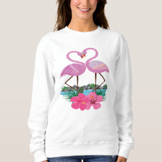 Tropische rosa Flamingos in der Liebe, Frauen Sweatshirt