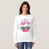 Tropische rosa Flamingos in der Liebe, Frauen Sweatshirt (Vorne ganz)