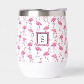 Tropische rosa Flamingos monogrammierte Initiale (Links)