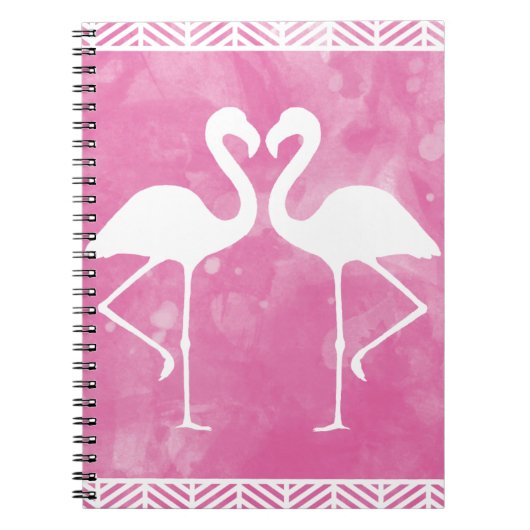 Tropische rosa Flamingowatercolor-Silhouette Notizblock (Vorderseite)