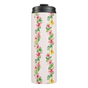 Tropische rosa gelbe Hibiskusblüten Thermosbecher