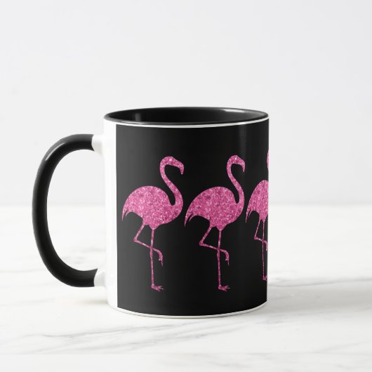 Tropische rosa Glitzer-Flamingos Tasse (Links)