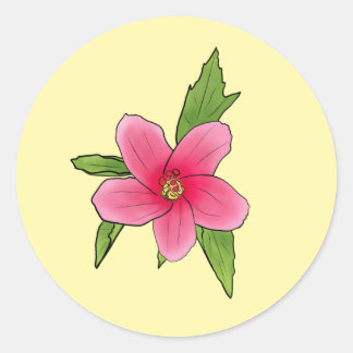 Tropische rosa Hibiskus-Geburtstagsaufkleber Runder Aufkleber