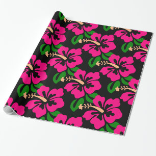 Tropische rosa Hibiskusblüte Thunder_Cove Geschenkpapier