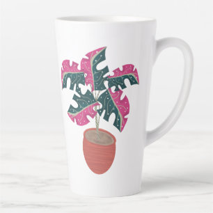 Tropische rosa Monstera Variegated Kunstpflanze Milchtasse