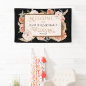 Tropische Rose Gold Black Blush Pampas Palmen Banner (Insitu)