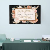 Tropische Rose Gold Black Blush Pampas Palmen Banner (Messeveranstaltung)