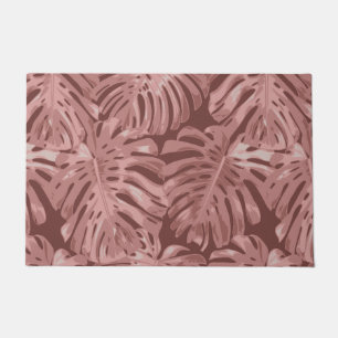 Tropische Rose Gold Girly Jungle Blätter Muster Fußmatte