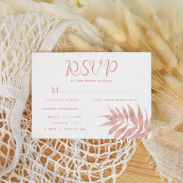 Tropische Rose Gold Leaf Moderne Weiße Hochzeit RSVP Karte
