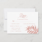 Tropische Rose Gold Leaf Modernes White Wedding RS RSVP Karte (Vorderseite)