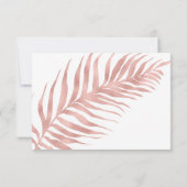 Tropische Rose Gold Leaf Modernes White Wedding RS RSVP Karte (Rückseite)