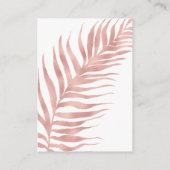 Tropische Rose Gold Palm Leaf White Wedding Websit Begleitkarte (Rückseite)