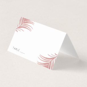 Tropische Rose Gold Pink Palm Blätter Platzkarte Visitenkarten
