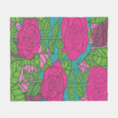 Tropische Rose und Blätter Fleecedecke (Vorderseite (Horizontal))